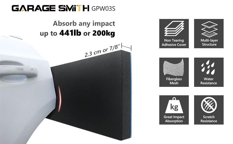 4-Pack Designed in Germany Ampulla Garage Smith GWP03S Multilayer Garage Wall Protector Car Door Protectors 